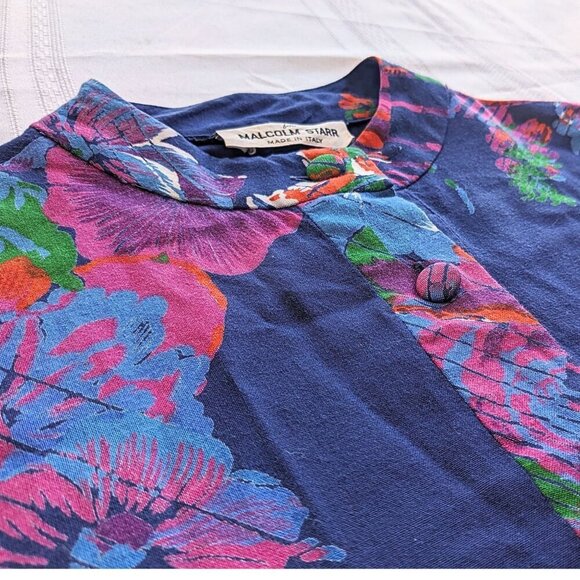 Vintage 70s RIZKALLAH for MALCOLM STARR Bold Retro LS Maxi Day Shirtdress Size S - Picture 6 of 7